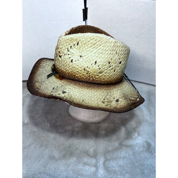 Western Straw Cowboy Hat With Bead Trim - Picture 9 of 9